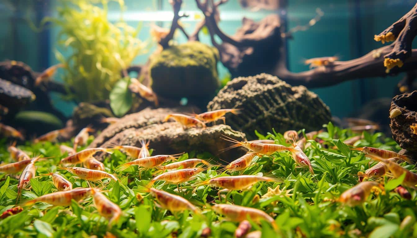 was fressen garnelen im aquarium